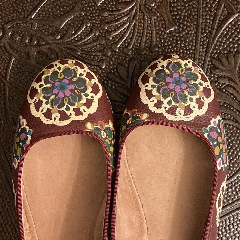 Fossil Ballet Floral Leather Flats - Picture 2 of 9